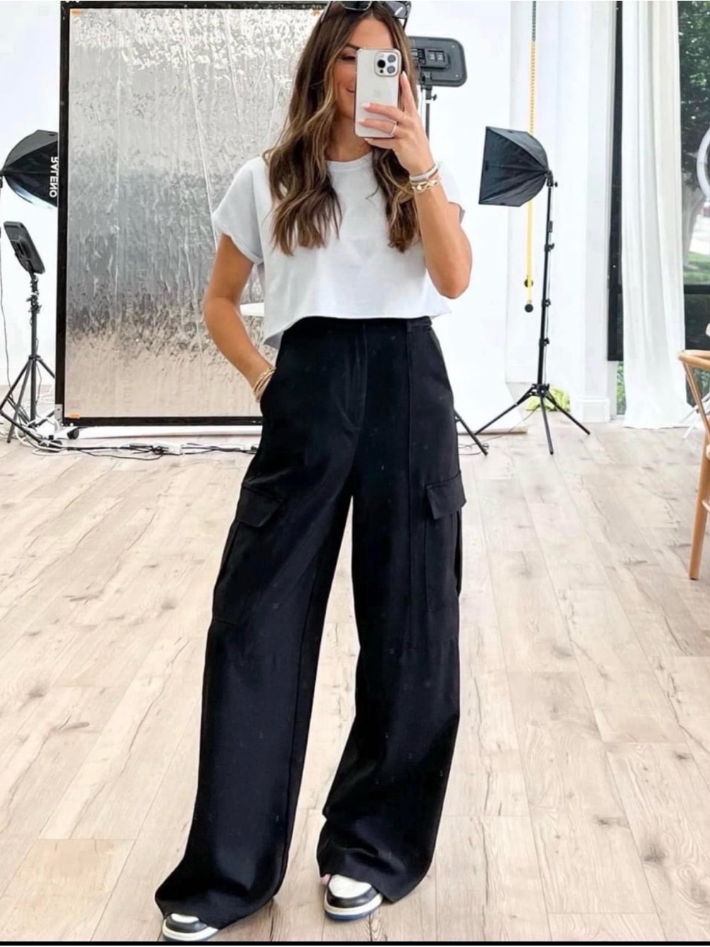 Talulah Wide Leg Cargo Pants - Black womens sizs M